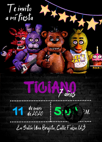 invitación five nights at freddy's