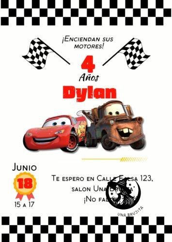 Invitación digital cars mcqueen y mate