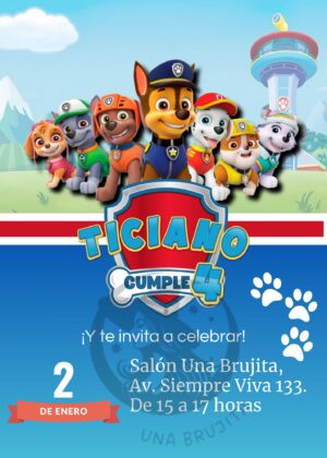 invitacion de paw patrol