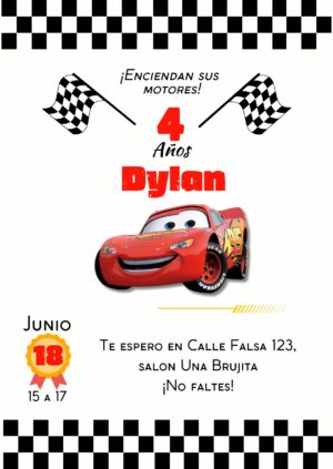 Invitación de cars para cumpleaños