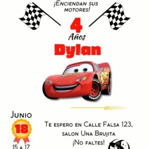 Invitación de cars para cumpleaños