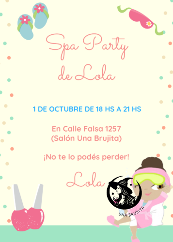 invitación de spa para niñas