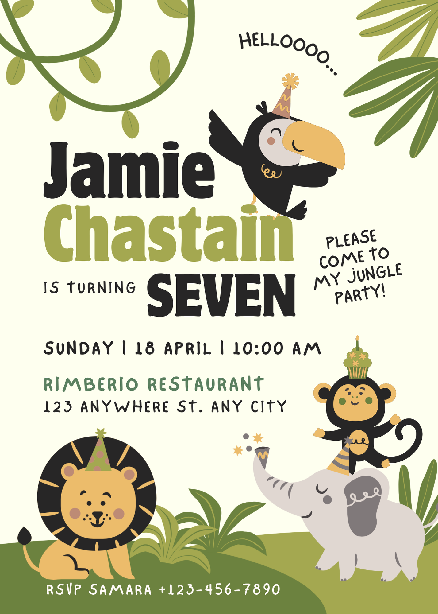 invitación animalitos de la selva