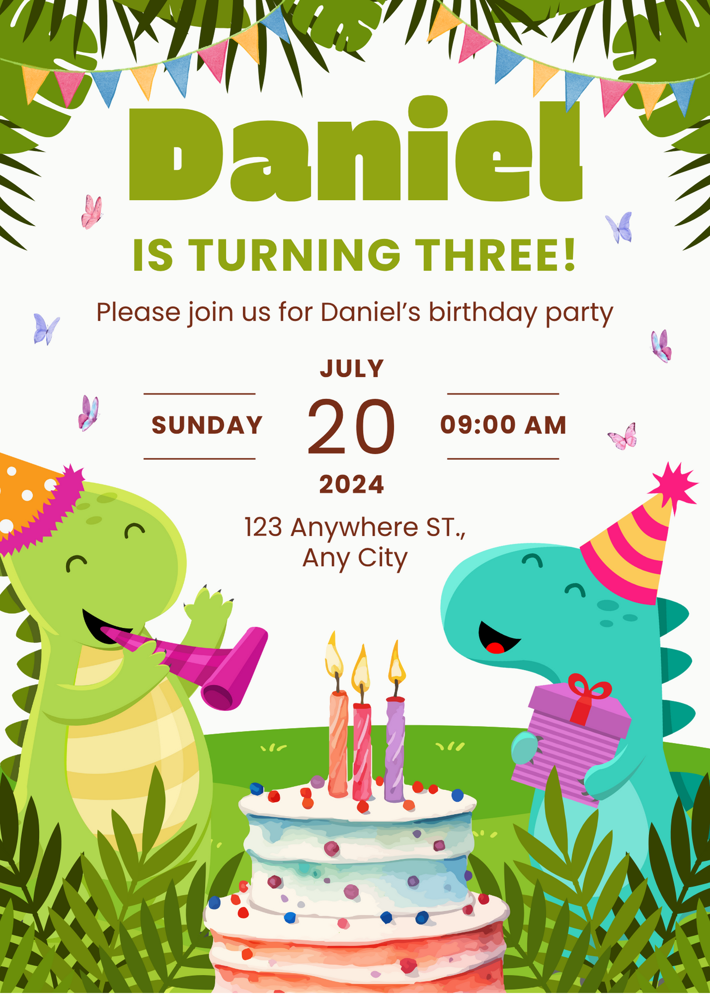 invitación digital dinosaurios