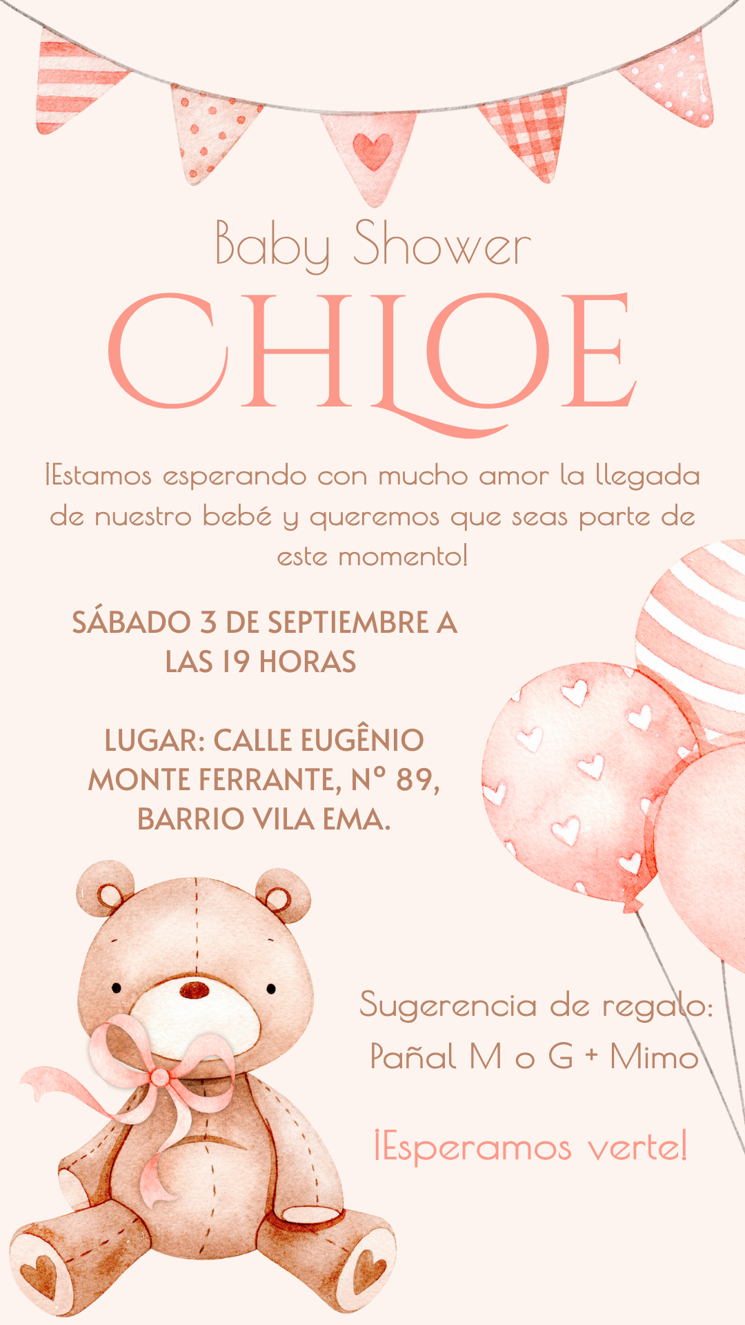 invitacion digital baby shower osito