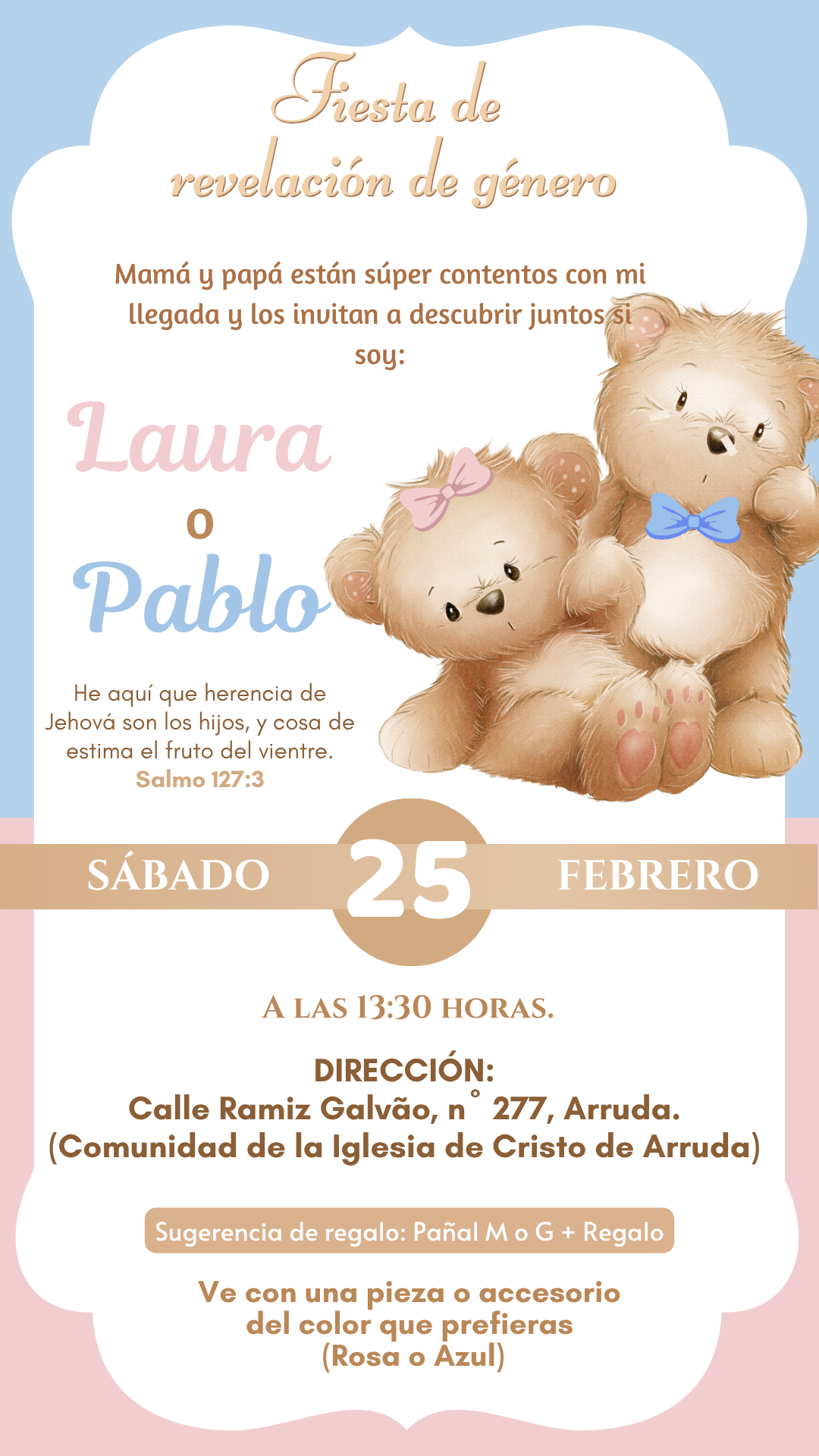 invitación para revelación de genero