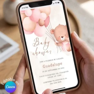 invitacion editable baby shower osito