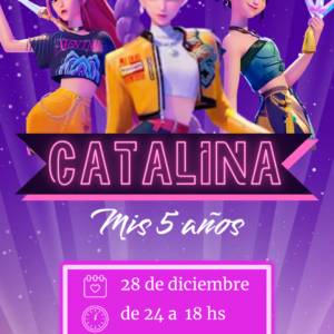 Invitación para cumpleaños Guerreras Kpop