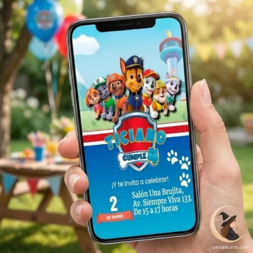 invitacion digital de paw patrol
