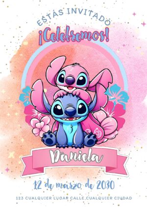 Invitación digital Stitch y Angel