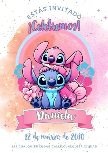Invitación digital Stitch y Angel