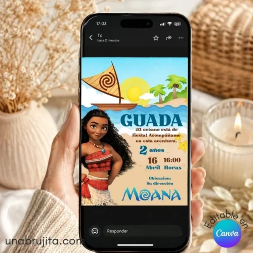 invitacion editable de moana