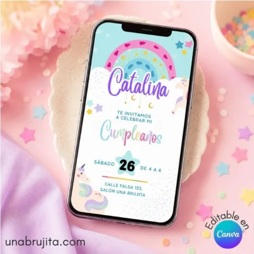 invitacion editable unicornio