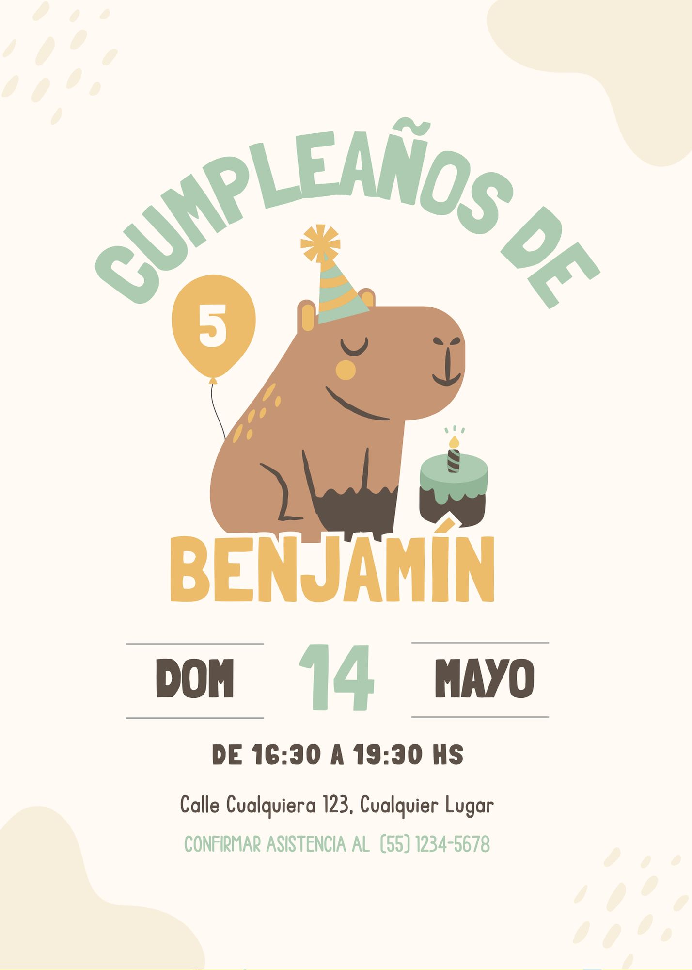 Invitación virtual Capibara para varón