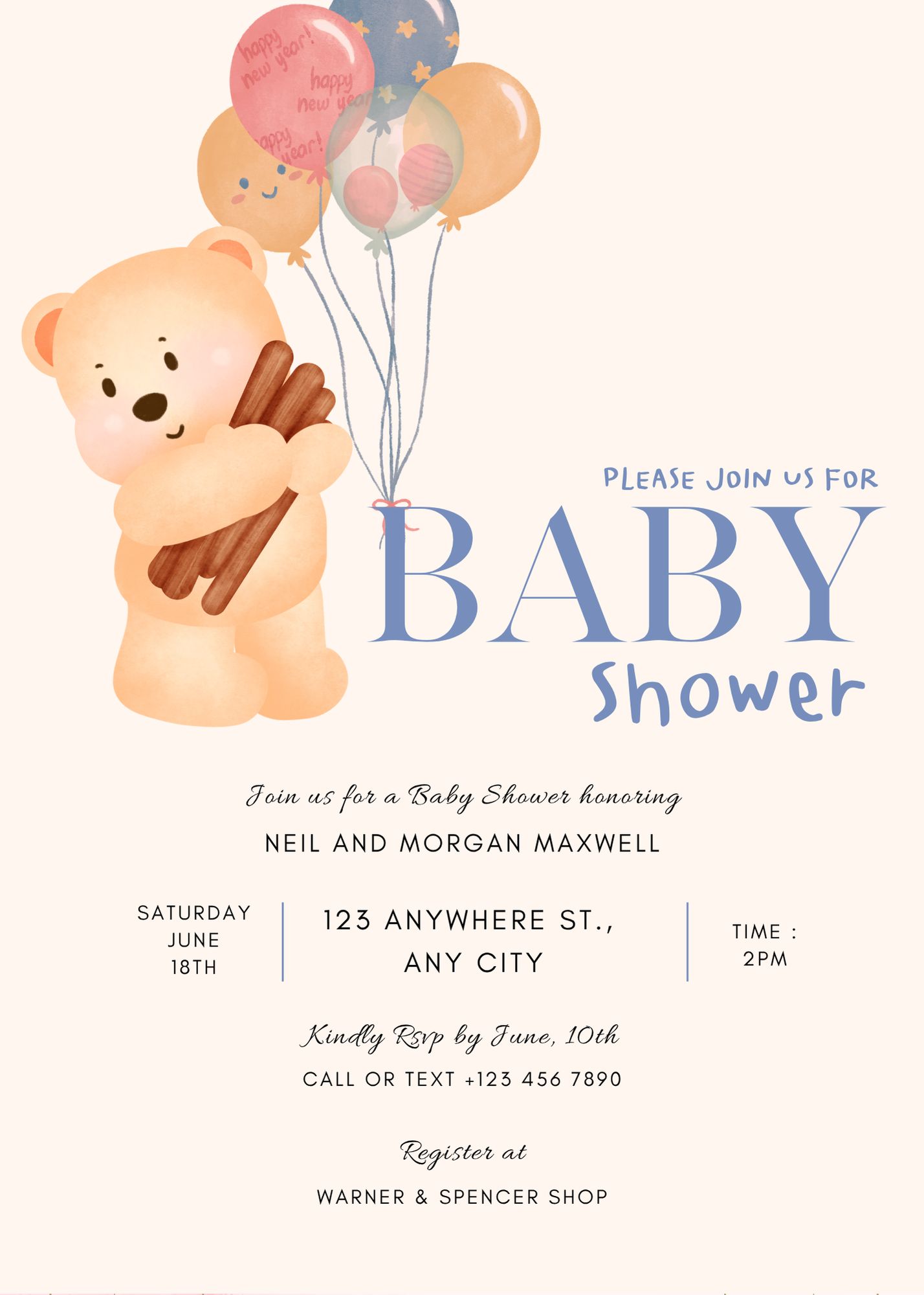 invitación para Baby Shower osito