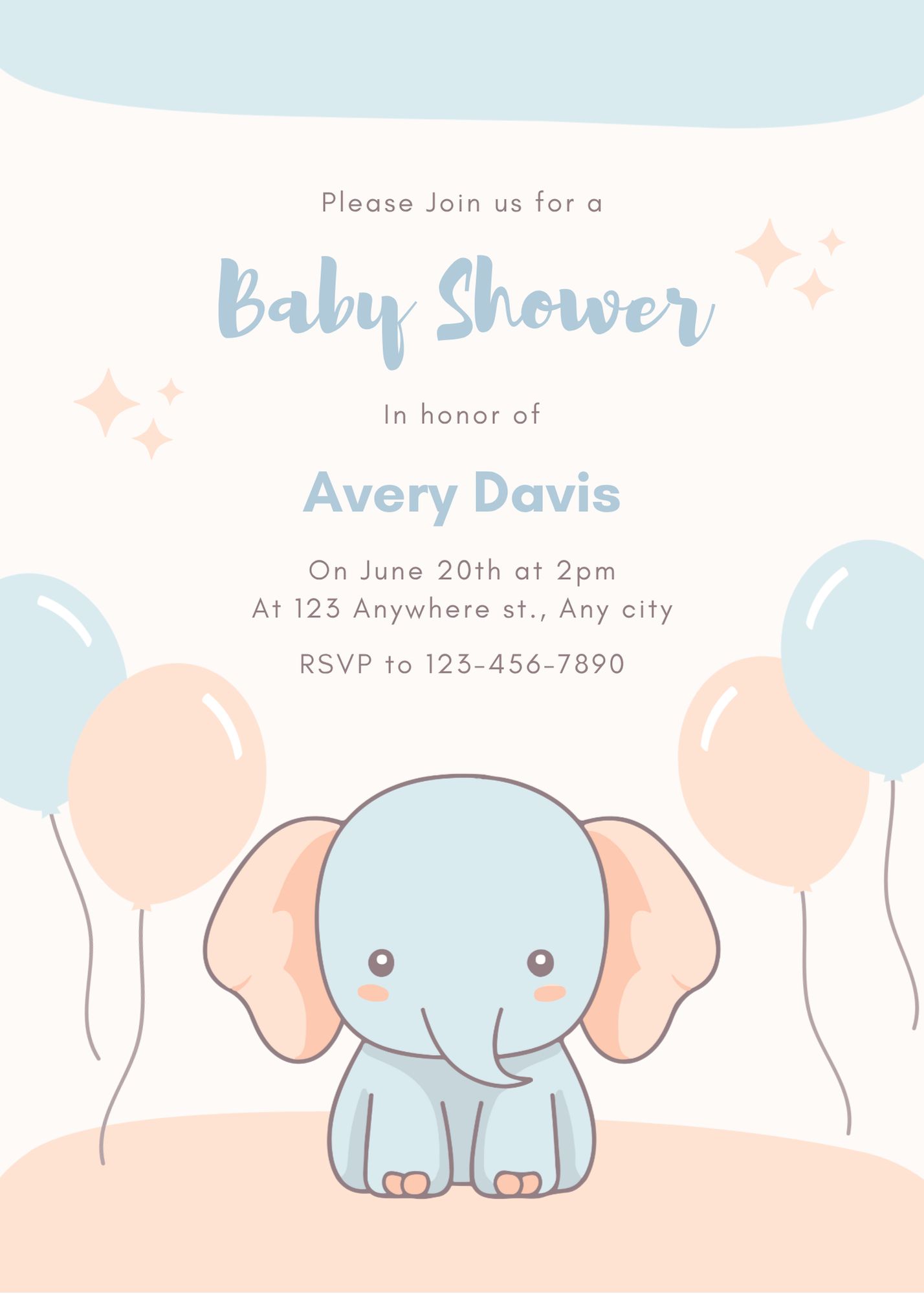 invitación virtual baby shower elefante