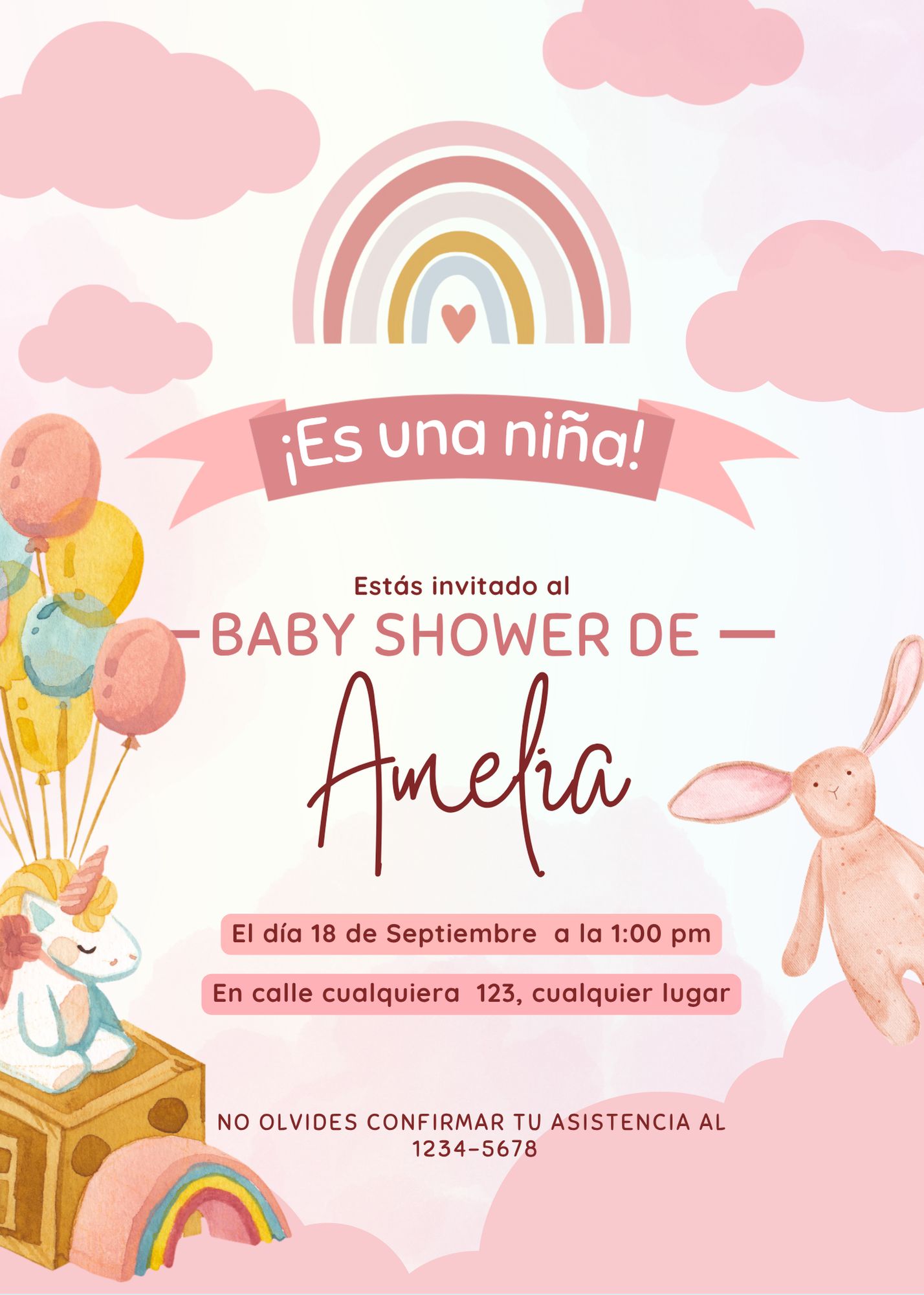 invitación arcoiris para baby shower