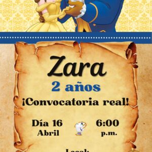 invitacion digital de la bella y la bestia