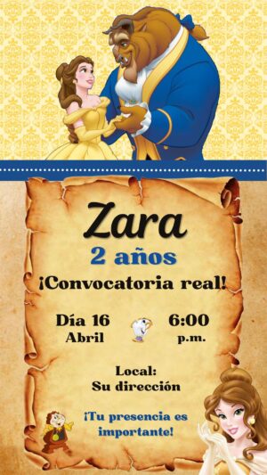 invitacion digital de la bella y la bestia