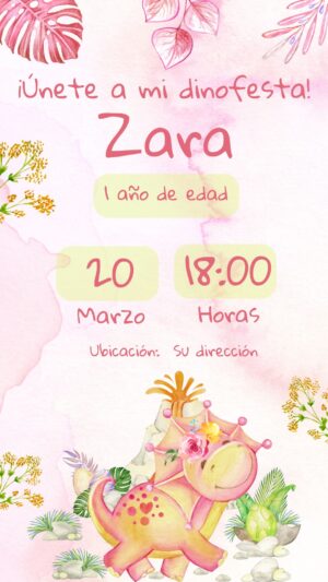 invitación de dinosaurios para niña