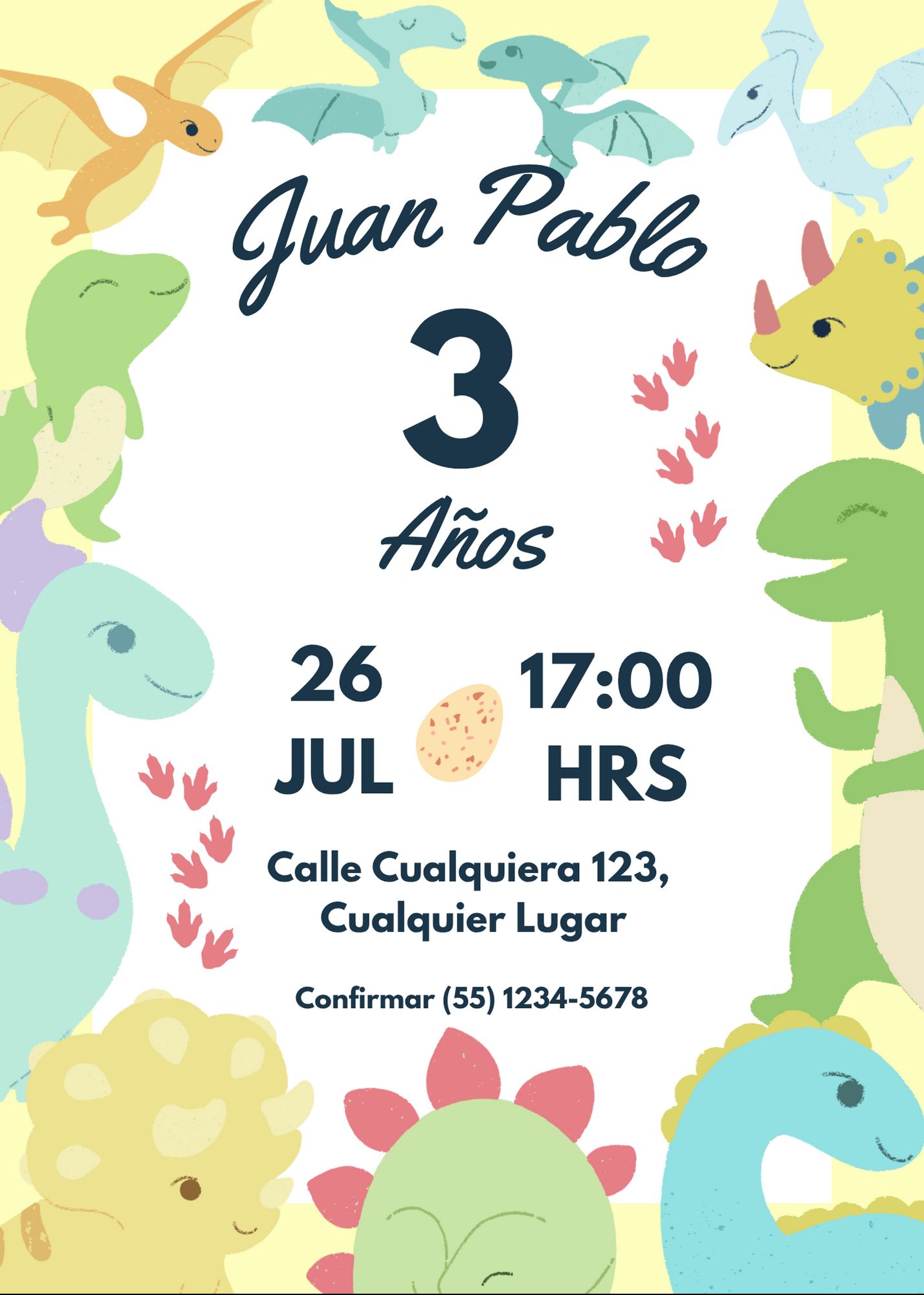 Invitación para cumpleaños de dinosaurios
