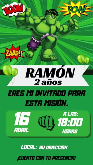 invitación del Increíble hulk