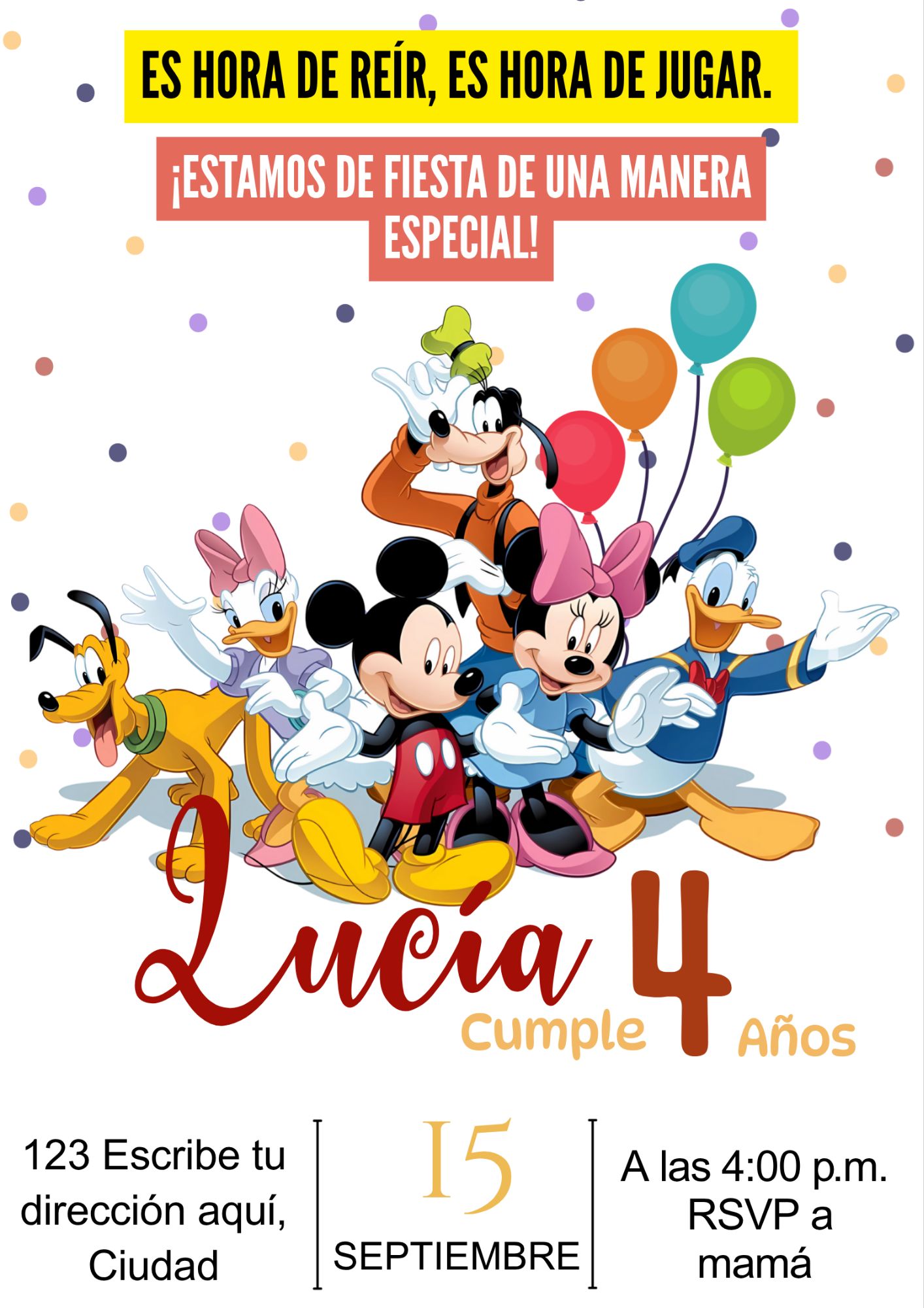 invitación digital Mickey y sus amigos