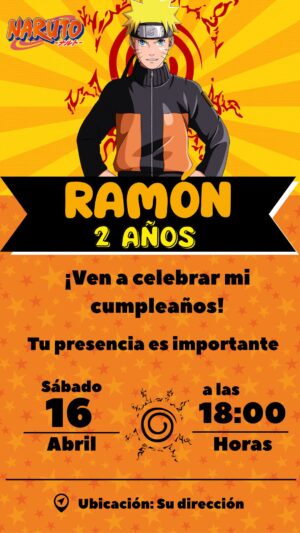 invitación de Naruto para cumpleaños