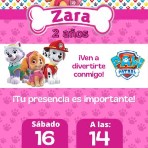 invitación digital paw patrol