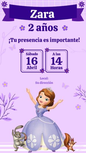 invitación digital princesita sofia