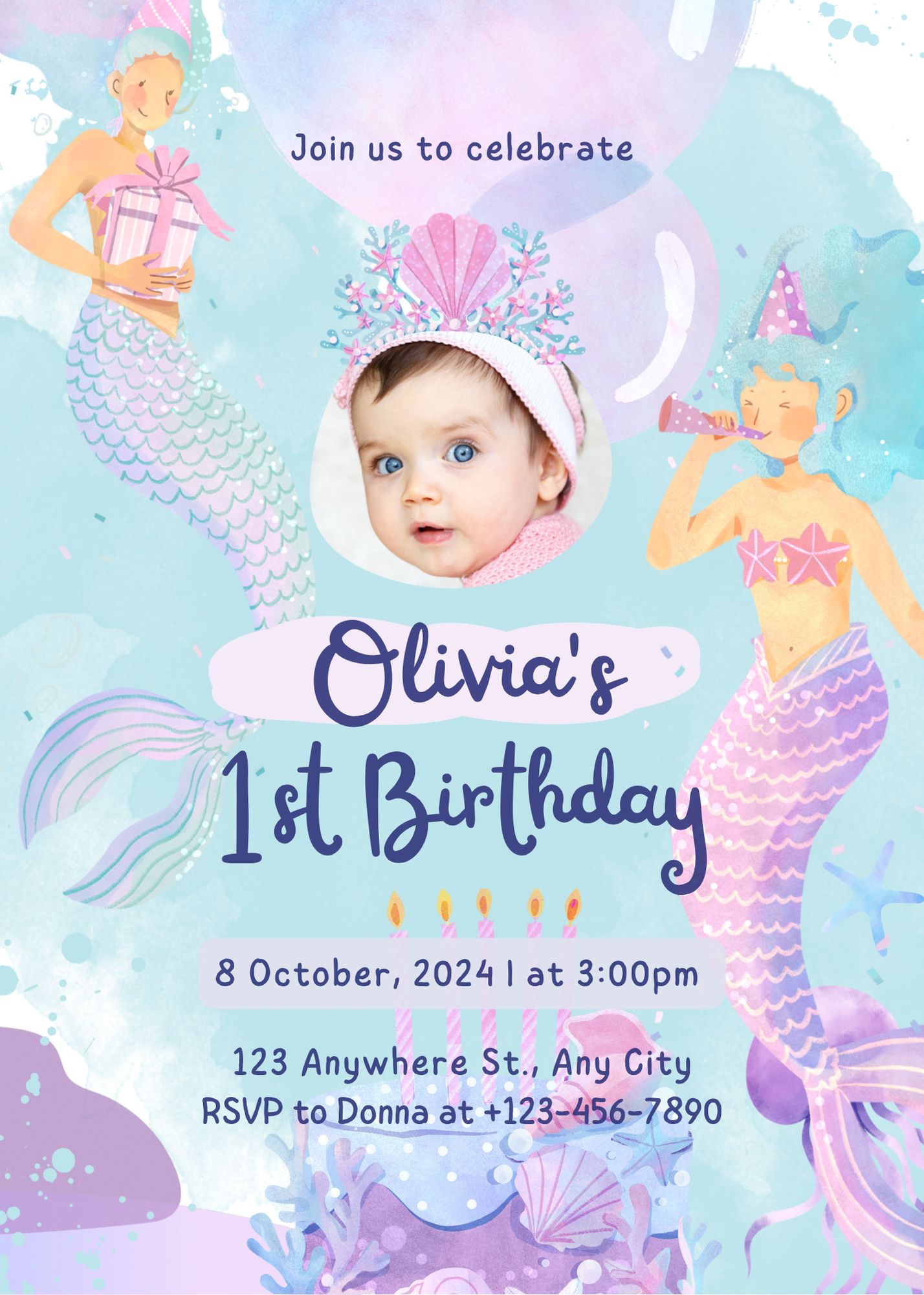 invitacion sirenas con foto