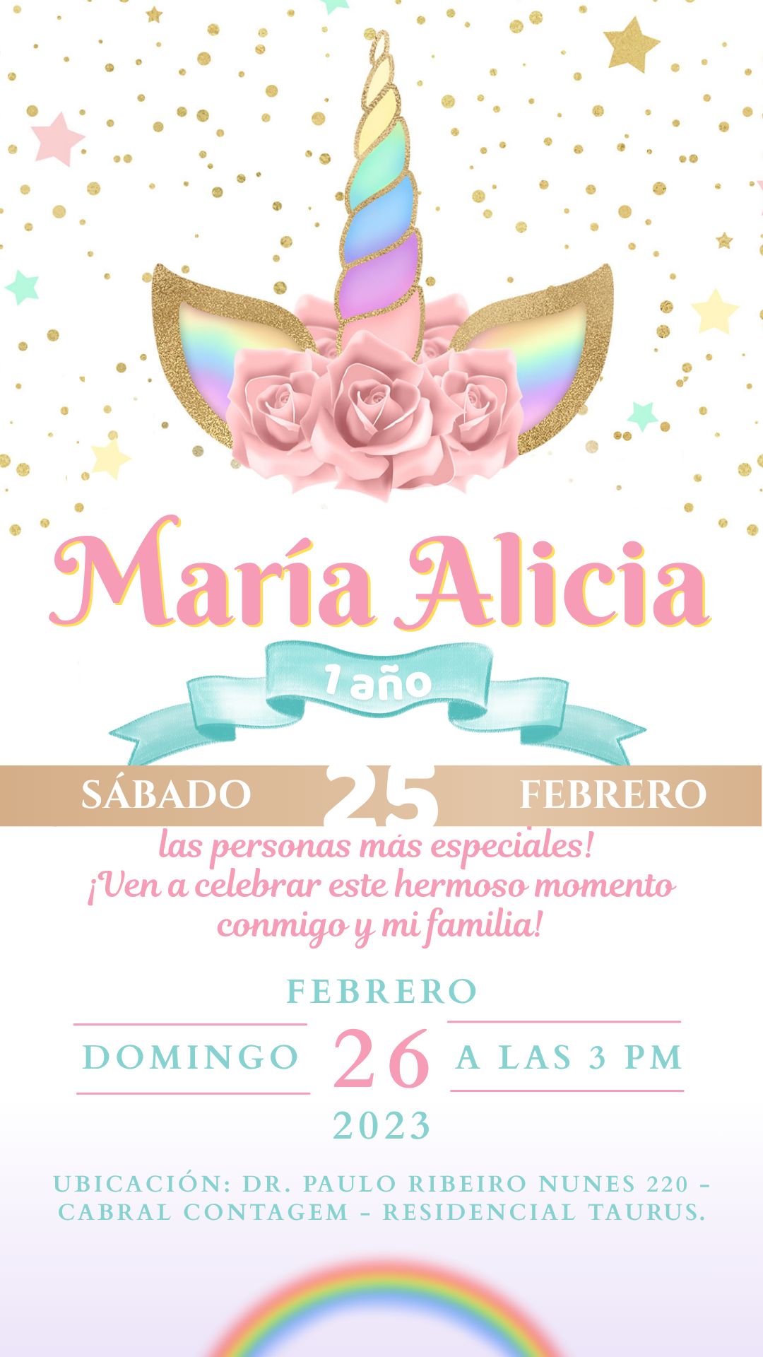 invitación digital unicornios