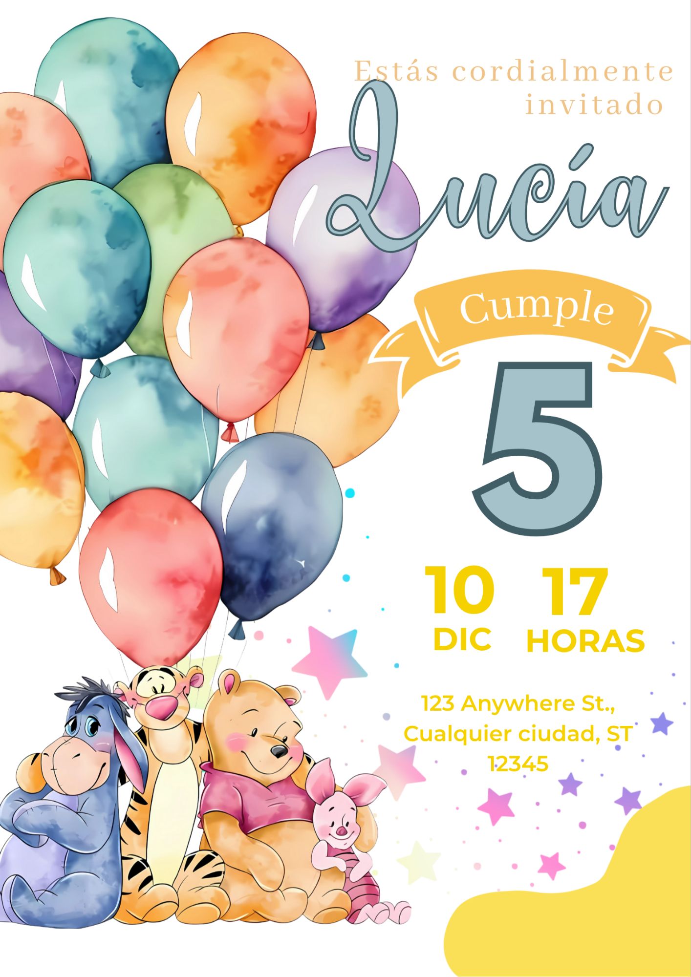 invitación digital winnie de pooh