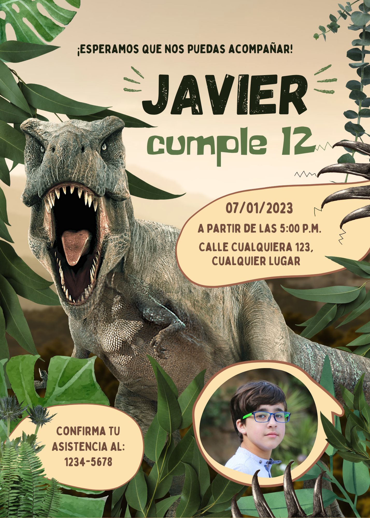 invitación dinosaurio