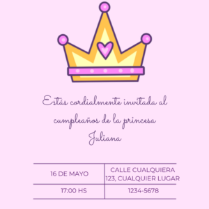 Invitación Virtual de Princesas