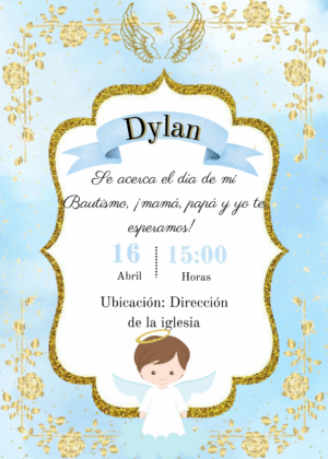 Invitación Angelito para Comunión