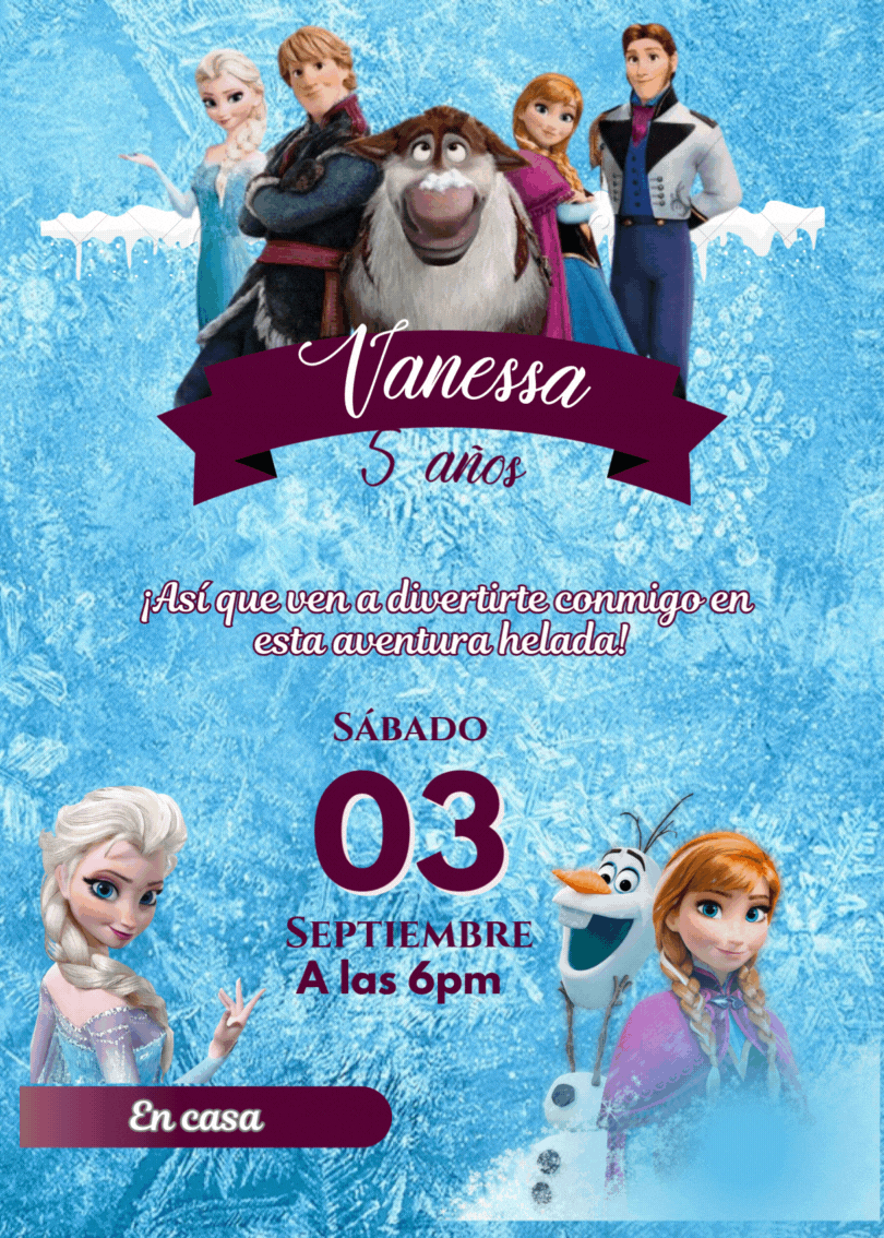 invitacion con movimiento frozen