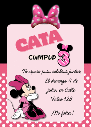 invitación digital minie rosa