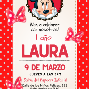 Invitación digital de Minnie Roja