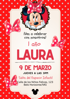 Invitación digital de Minnie Roja