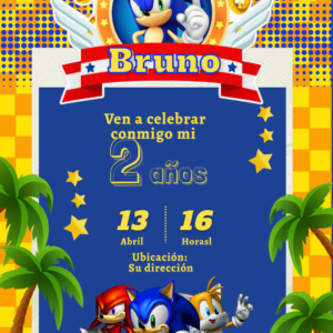 Invitación de Sonic para cumpleaños
