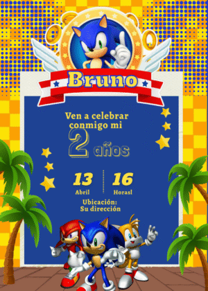 Invitación de Sonic para cumpleaños