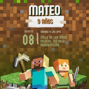 Invitación digital Minecraft