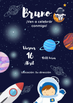 invitacion astronauta con movimiento