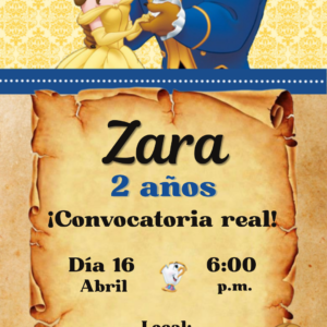 Invitación de la Bella y La Bestia