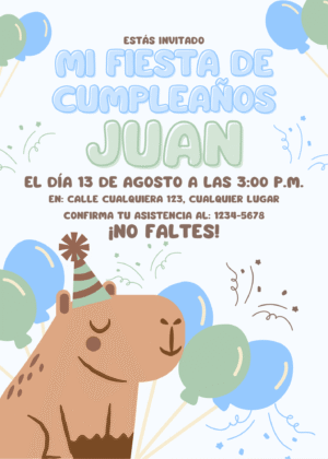 Invitación virtual de capibara