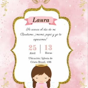 Invitación para comunión angel niña