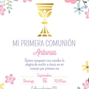 Invitación para Primera Comunión Niña