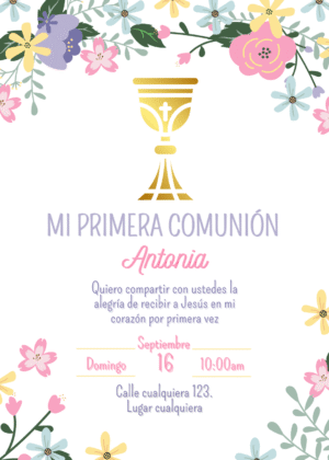 Invitación para Primera Comunión Niña