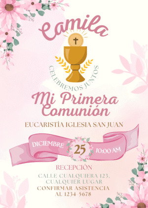 Invitación Virtual para Comunión Niña